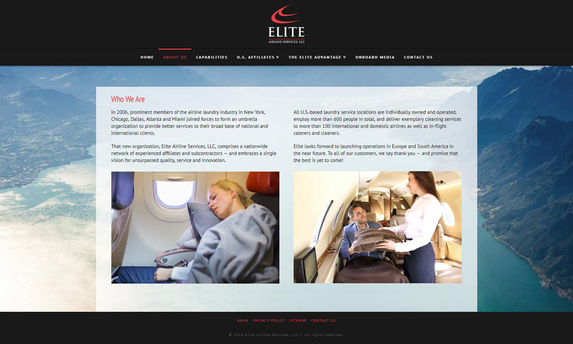 Elite Airline Services corporate website by GraphicVisions